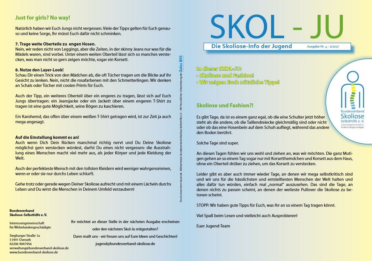 Skoliose Jugendflyer Ausgabe Nr. 4